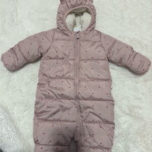 GAP Baby Pink Snowsuit with Heart Design